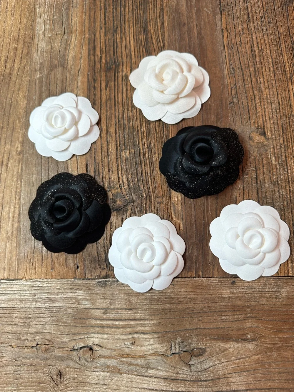 CHANEL Black & White Camellia Floral Accent Set